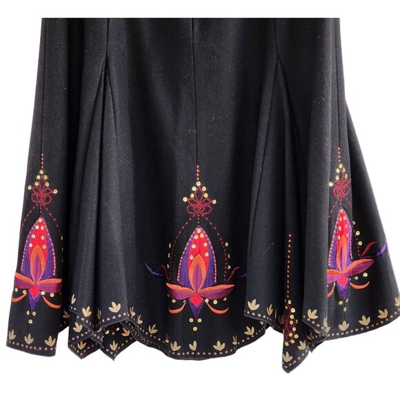 Vintage Nygard Wool Embroidered Skirt 12 | Retro Glam Handkerchief Hem - Picture 4 of 11